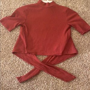 Cute turtle neck crop top with open back tie